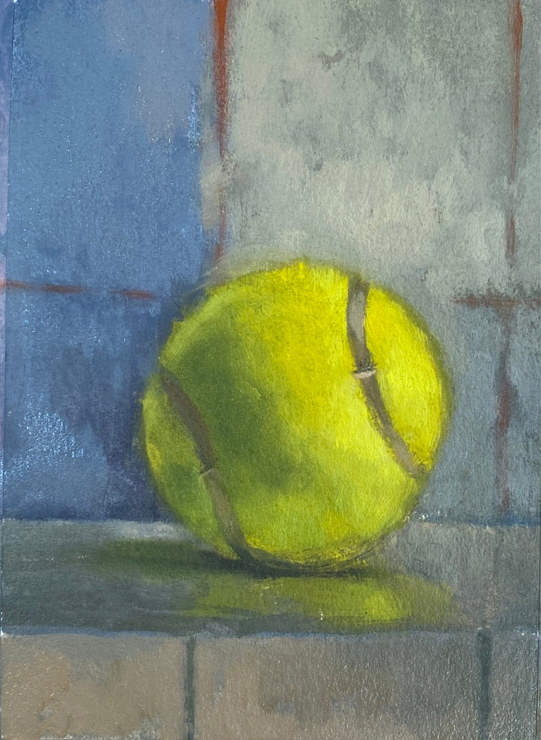 The same neon green tennis ball with a differently limited palette