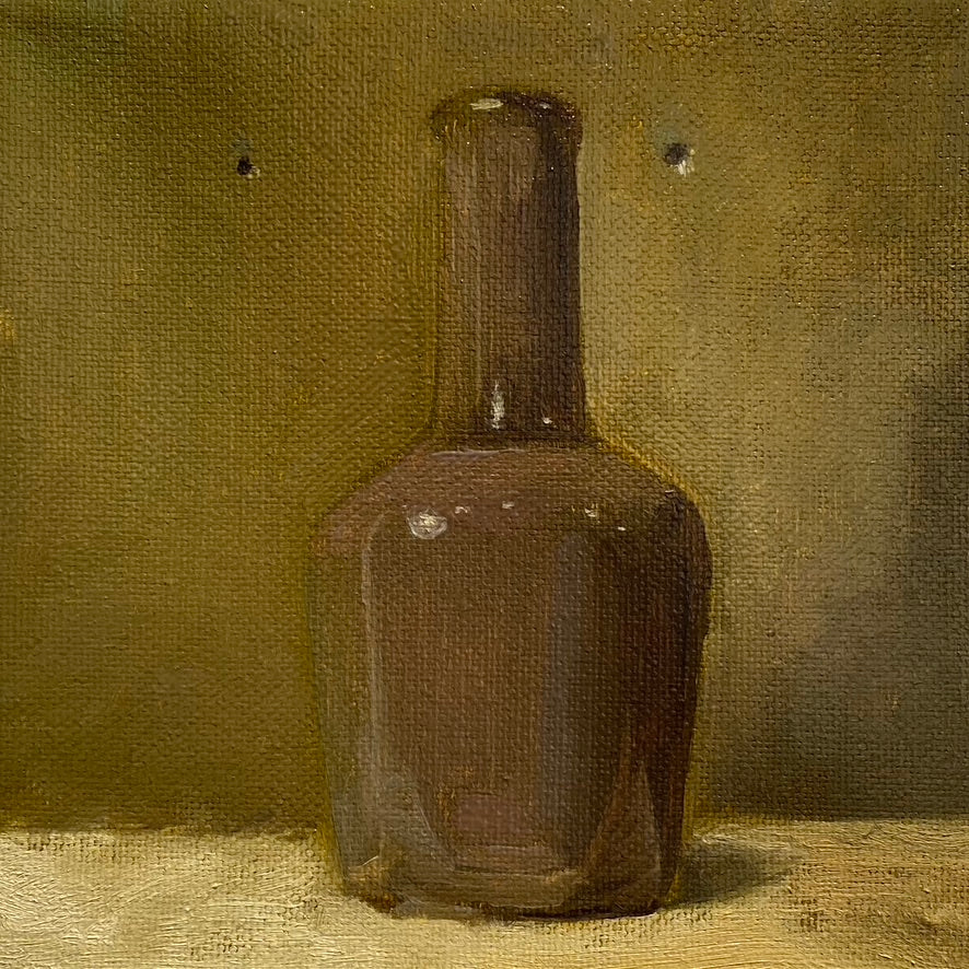 A small painting of a single small vase